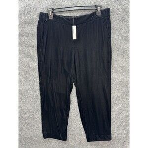 J.Crew Pull On Velvet Pants Womens 16 Black High Rise Ankle Stretch H2684 NEW